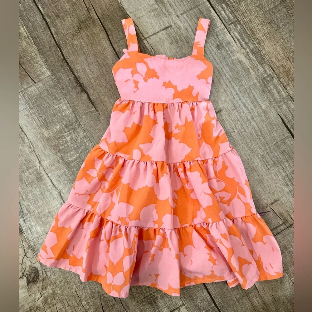 Social Standard by‎ Sanctuary Girls 2T Melon Floral Tiered Tie Back Sundress